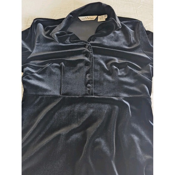 Vtg Long Sleeve‎ Black Velvet Aline Dress Sz 8P Made in the USA Timeless Holiday - Picture 3 of 12